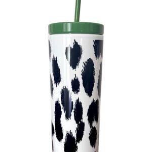 New Kate Spade Green, Black & White Leopard Print 24 oz Insulated Tumbler